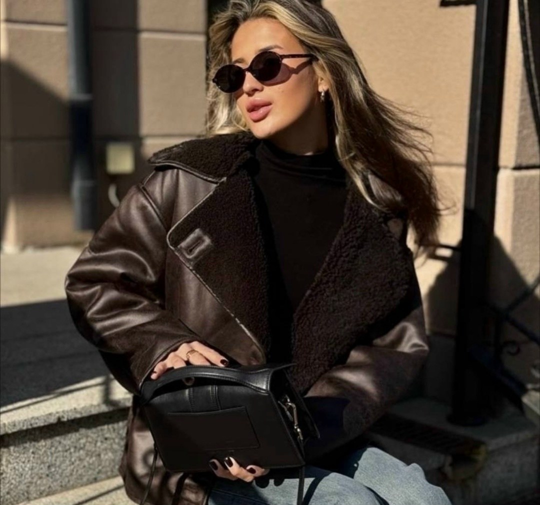 дубленка авиатор женская,дубленка авиатор коричневая siore,дубленка авиатор,дубленка женская,дубленка авиатор 2026