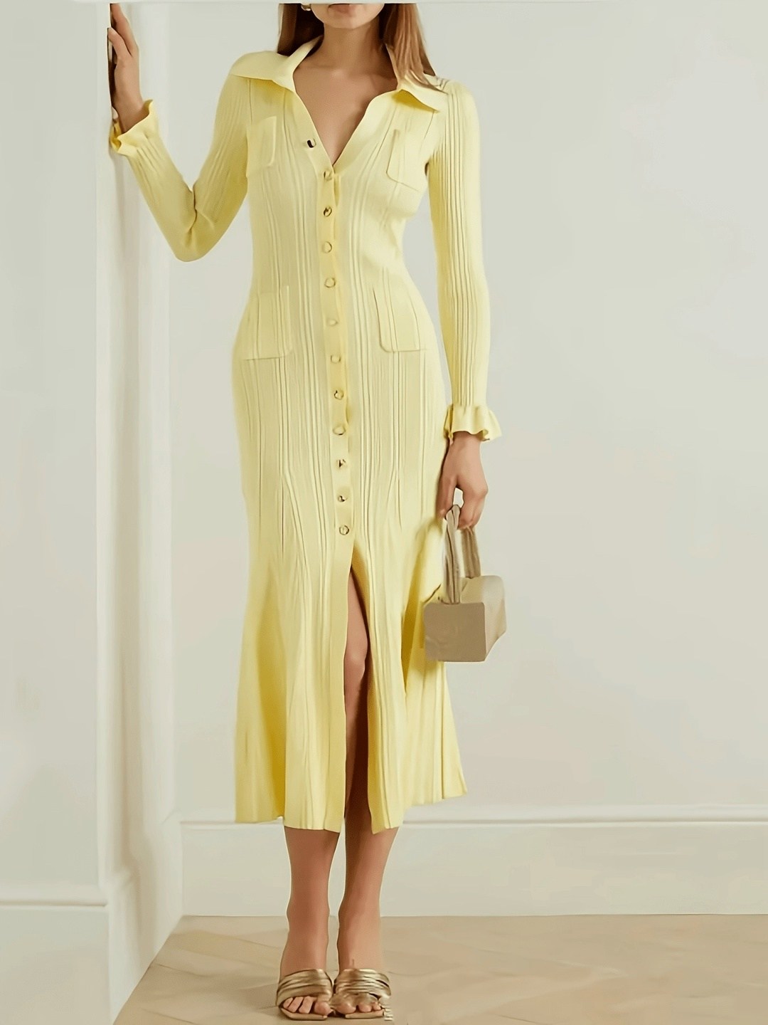 вязаное платье макси,вязаные платья,элегантное вязаное длинное платье желтого цвета 2026,трикотажное платье,трикотажное длинное платье