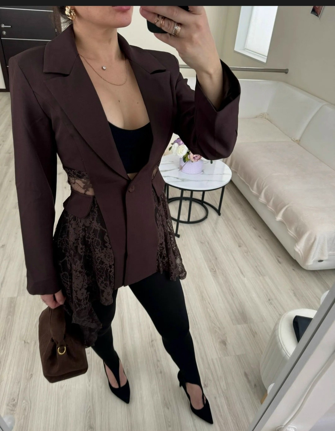 жакет с кружевом,женский дизайнерский костюм элегантный кружевной блейзер и брюки-клеш,пиджак кружево,жакет с кружевной баской,костюм