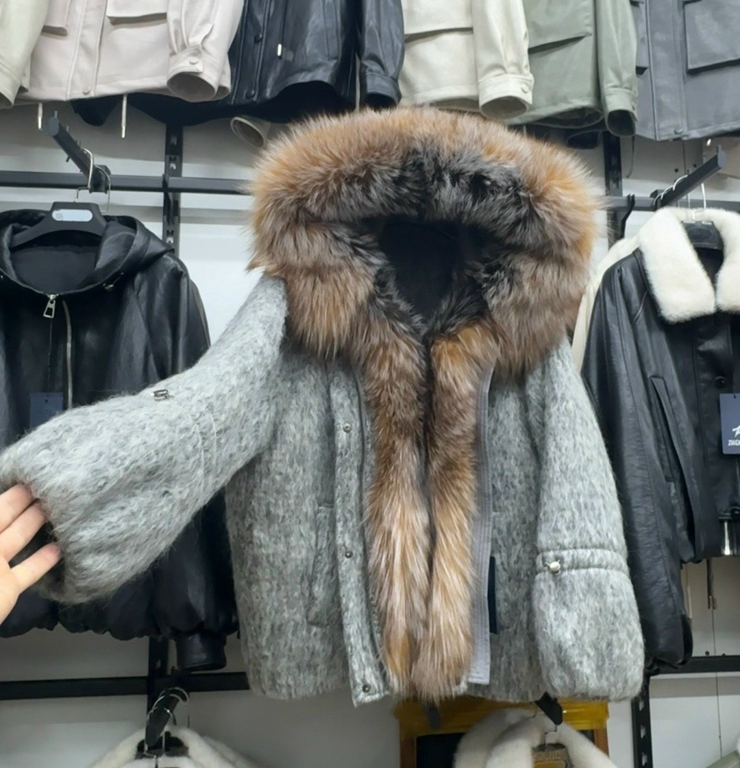 зимняя куртка полупальто с натуральным мехом лисы oksana utova brand,,женская куртка,зимняя куртка