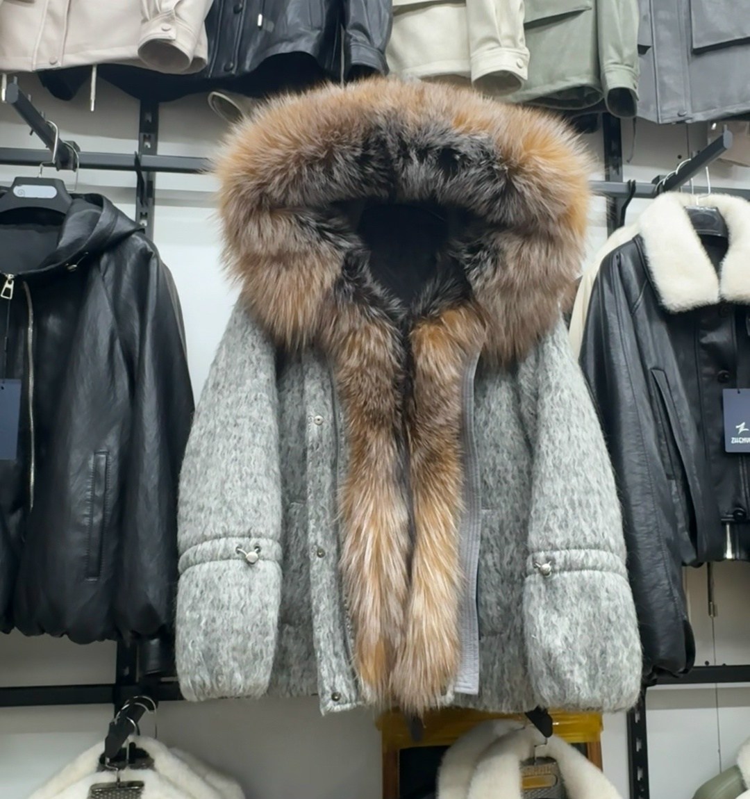 зимняя куртка полупальто с натуральным мехом лисы oksana utova brand,,женская куртка,зимняя куртка