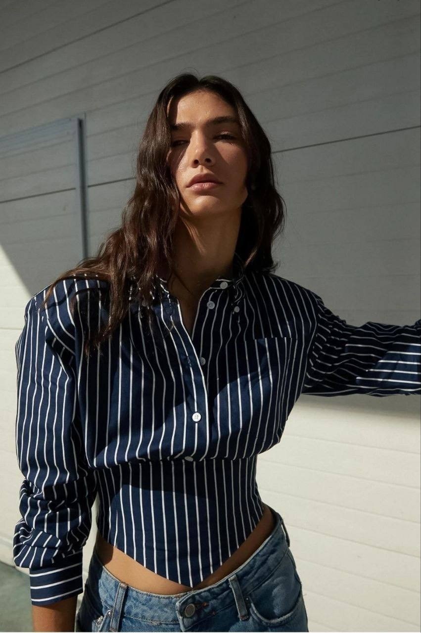 рубашка женская,рубашка женская укороченная,рубашка в полоску,женская блузка,рубашка короткая