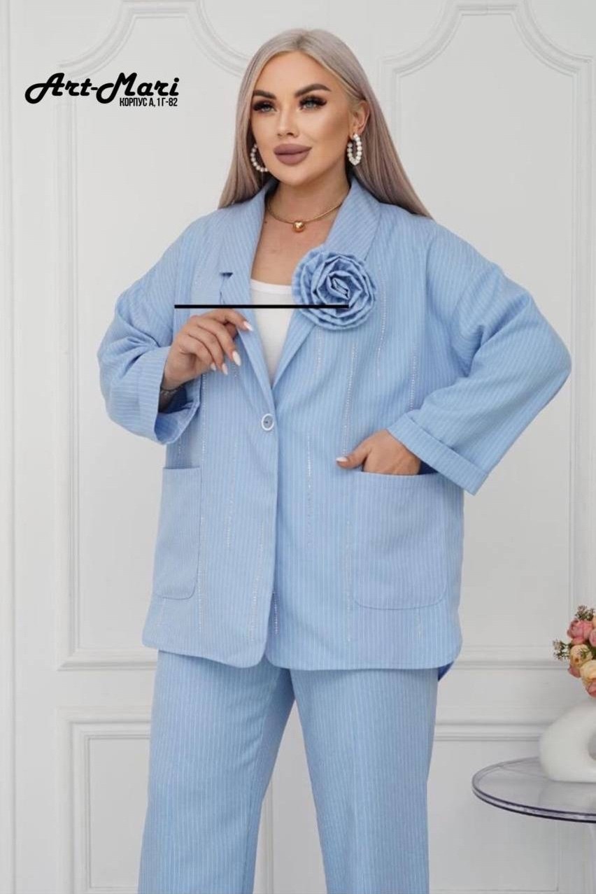 летние брючные костюмы женские,летние брючные костюмы,женские костюмы брючные,брючный костюм с пиджаком,костюм голубой