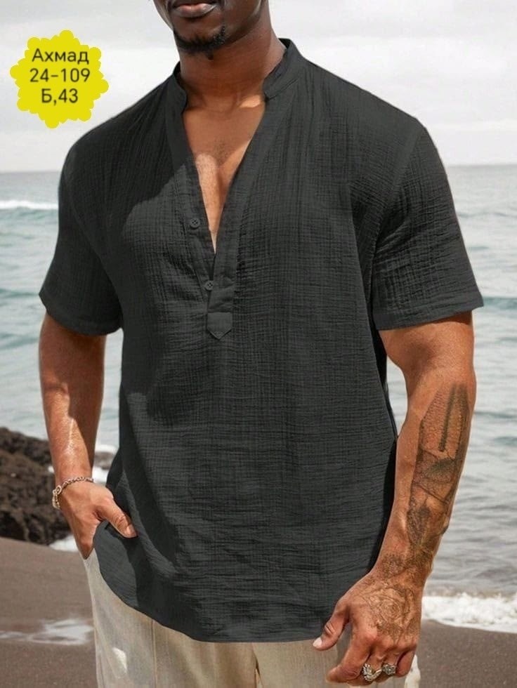 рубашка льняная мужская,льняная рубашка,мужская повседневная рубашка,рубашка мужская с короткими рукавами,мужская рубашка из хлопка