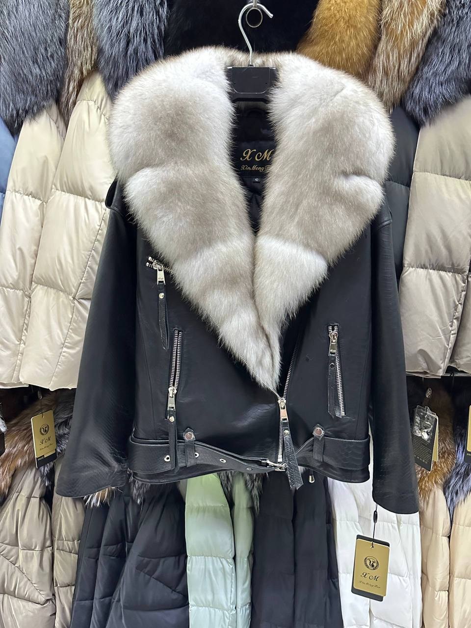 куртка натуральная кожа с песцом,куртка натуральная кожа мех песец,кожаная куртка с мехом песца,куртка кожаная с мехом,куртка натуральная кожа мех чернобурка