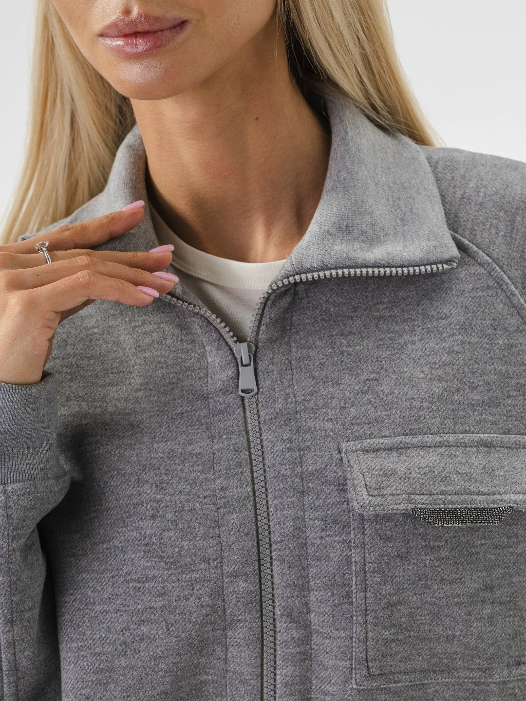 костюм женский nila флисовый серый xl/2xl,костюм спортивный теплый флисовый с молнией qova цвет светлый графит серый,костюм на флисе,трикотажный костюм серый,трикотажные костюмы женские