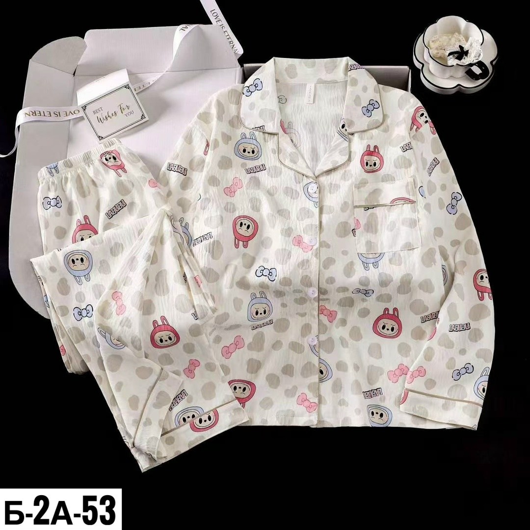 муслиновая пижама со штанами и рубашкой,женская пижама комплект,пижама муслиновая новая,пижама комплект,пижама женская