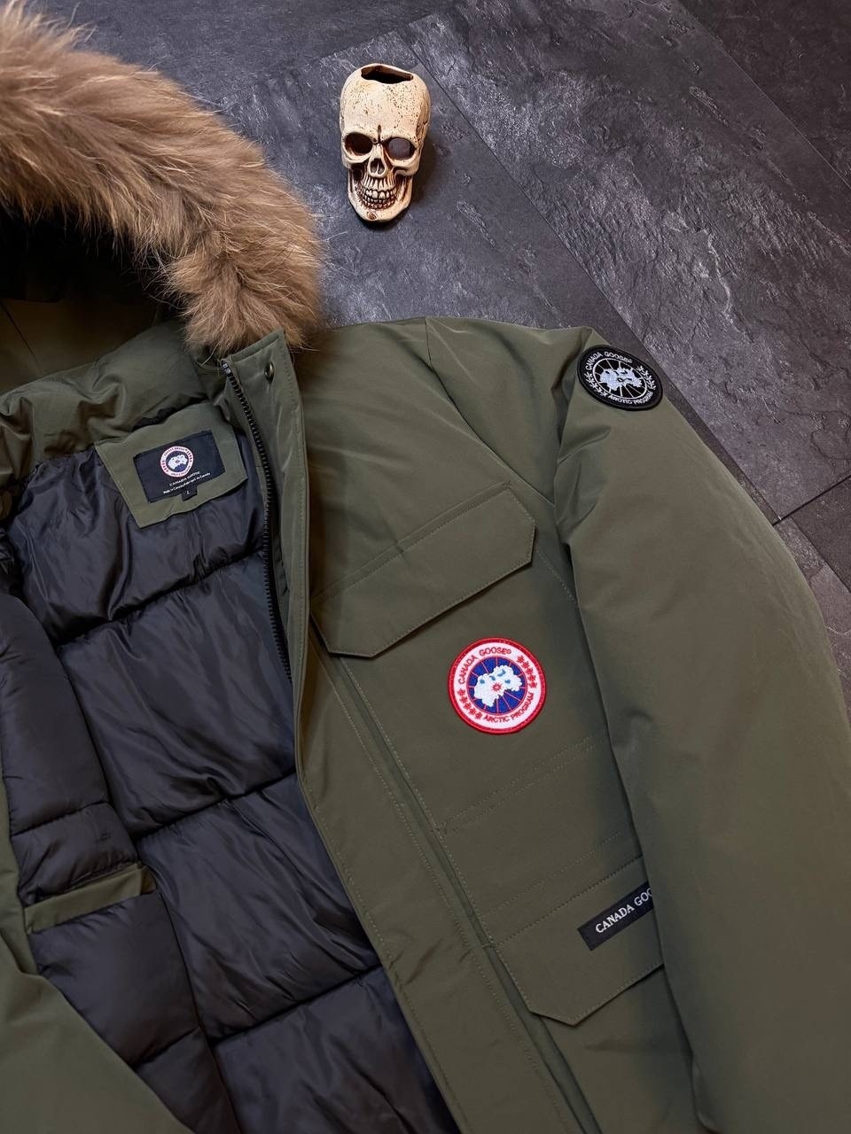 пуховик канада гус хаки,куртка зимняя canada goose,мужская експедиционная зимняя хаки пуховая парка куртка canada goose expedition,пуховик canada goose мужской,мужская куртка парка canada goose citade