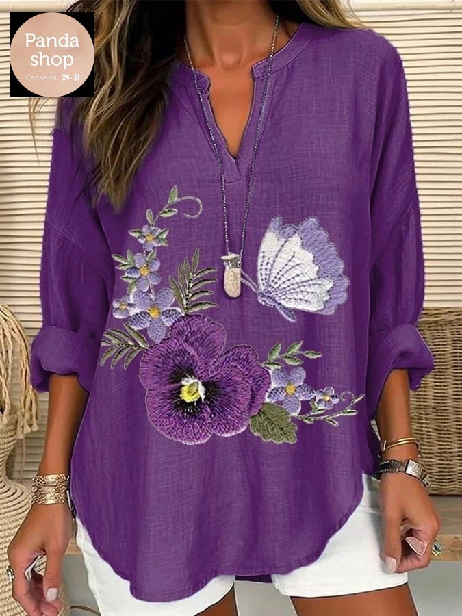 женская рубашка из хлопка и льна,рубашка женская,женская кофта фиолетовая,женская кофта,женская туника