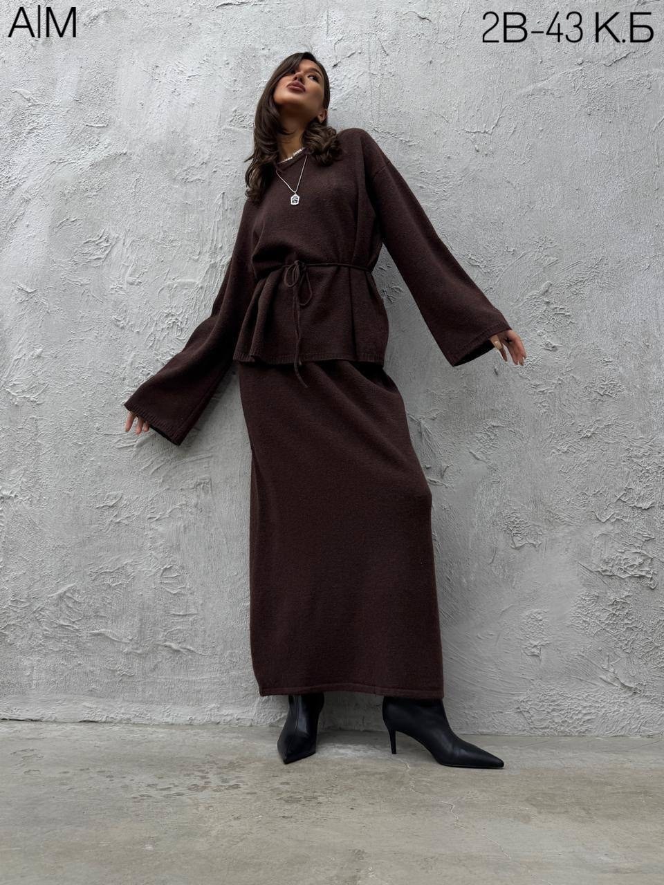 трикотажные костюмы,костюм с юбкой,юбочные костюмы mislana 11137 серый,трикотажный костюм с юбкой,костюм вязаный трикотажный с юбкой