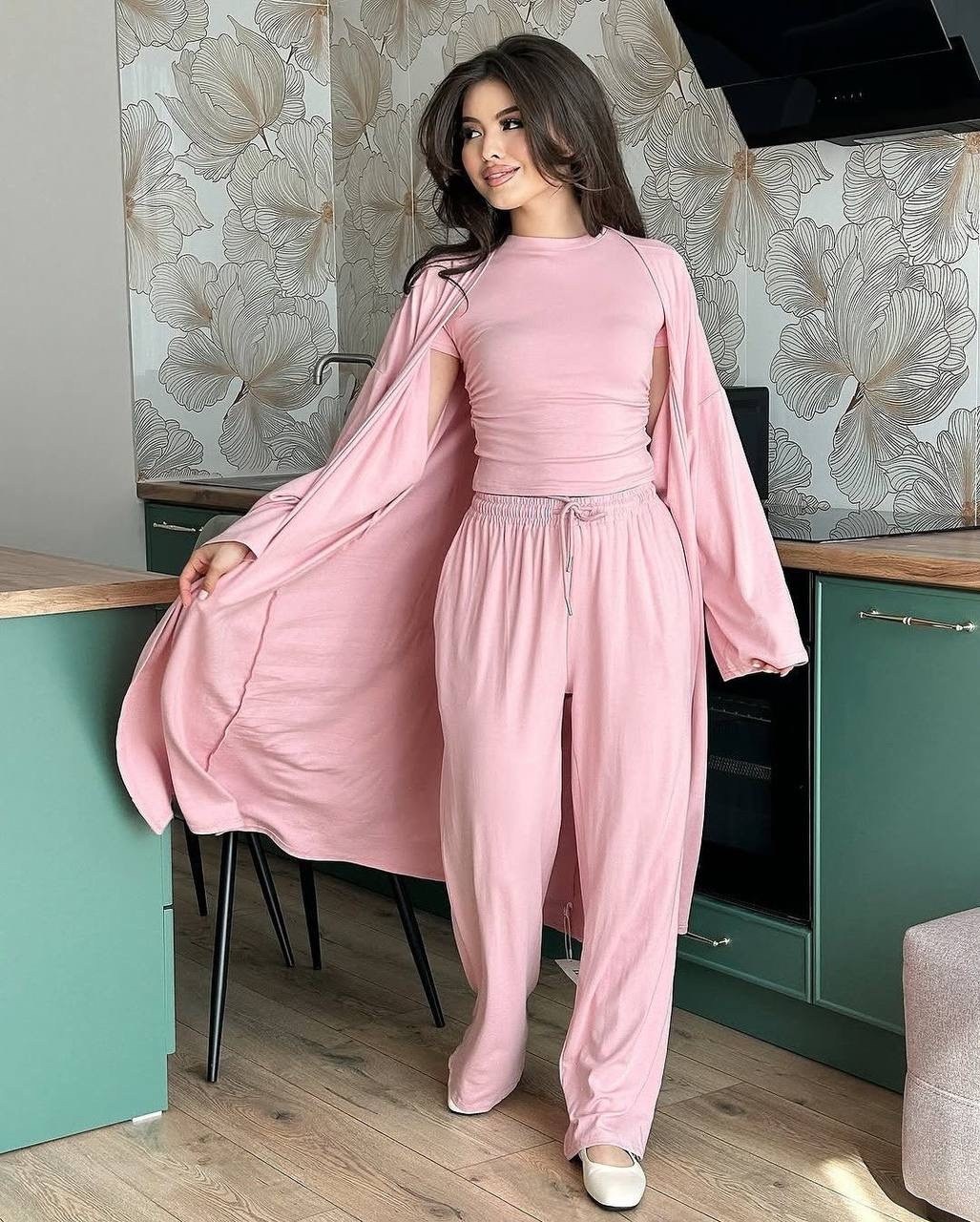 костюм тройка: кардиган, топ, брюки палаццо (плотный хлопок),костюм тройка летний с брюками,стильные костюмы,костюм с брюками палаццо,костюм с брюками