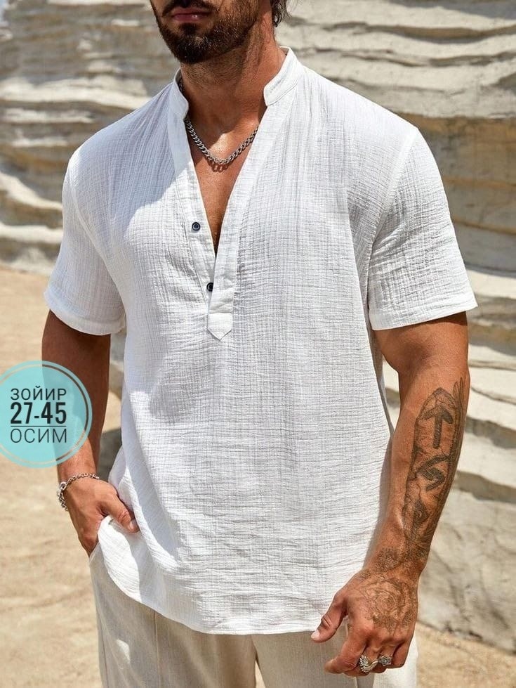 рубашка льняная мужская,рубашка мужская с короткими рукавами,мужская повседневная рубашка,льняная рубашка,рубашка льняная мужская с коротким рукавом