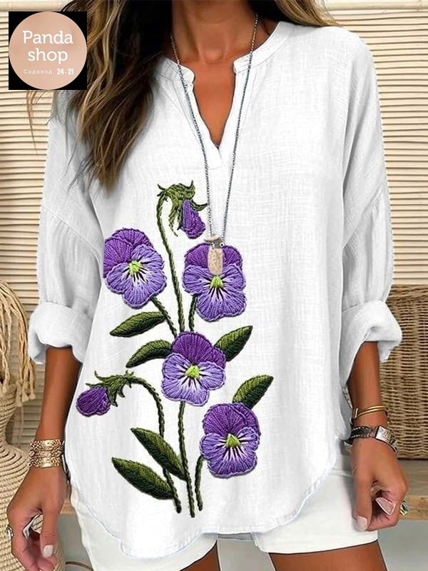 женская рубашка из хлопка и льна,рубашка женская,женская кофта фиолетовая,женская кофта,женская туника