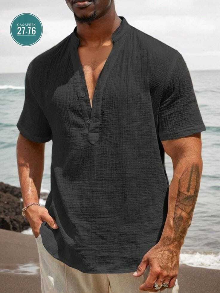 рубашка льняная мужская,льняная рубашка,мужская повседневная рубашка,рубашка мужская с короткими рукавами,мужская рубашка