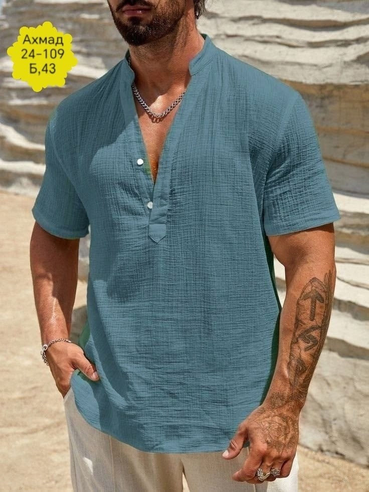 рубашка льняная мужская,льняная рубашка,мужская повседневная рубашка,рубашка мужская с короткими рукавами,мужская рубашка из хлопка