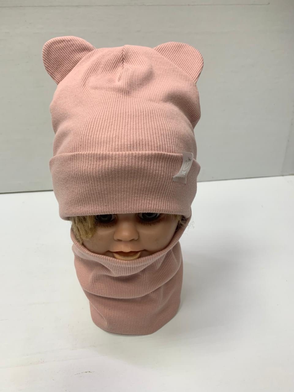 шапка снуд для девочки,шапка снуд,комплект шапка и снуд,детская шапка из кашкорсе с ушками,шапка для девочек