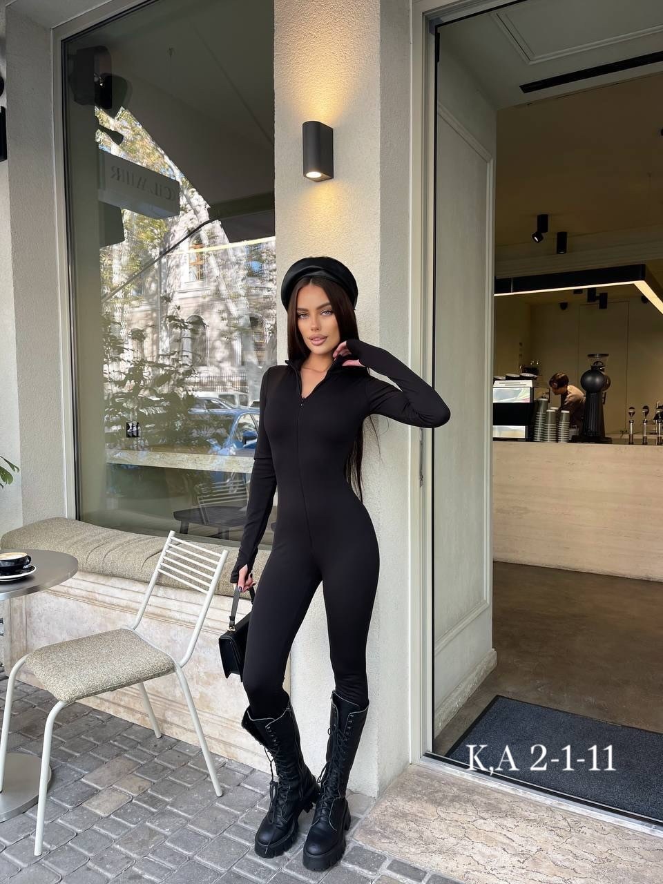 комбинезон трикотажный облегающий чёрный,женский комбинезон,комбинезон,женский спортивный комбинезон на молнии,женский спортивный комбинезон