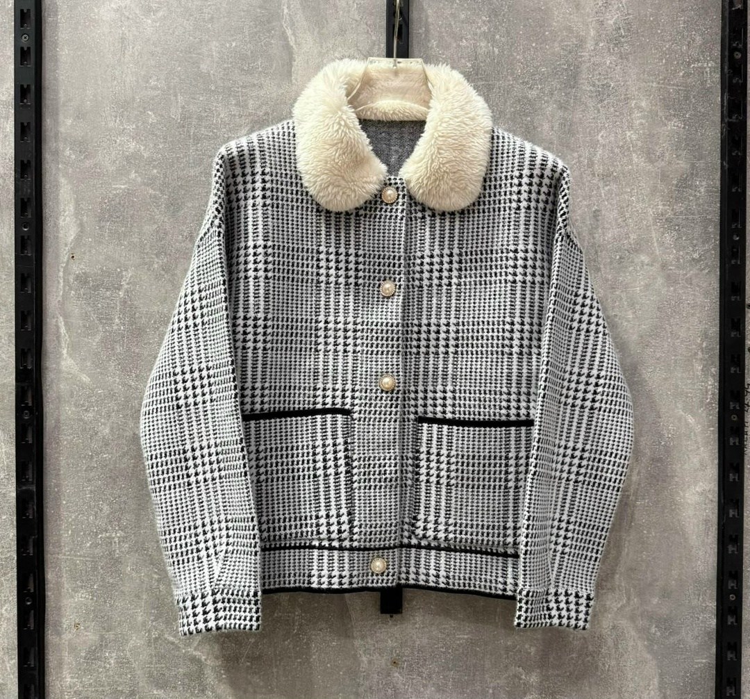 женская куртка из искусственной овечьей шерсти kb,пальто в клетку,теплое пальто,теплая куртка,кардиган пальто