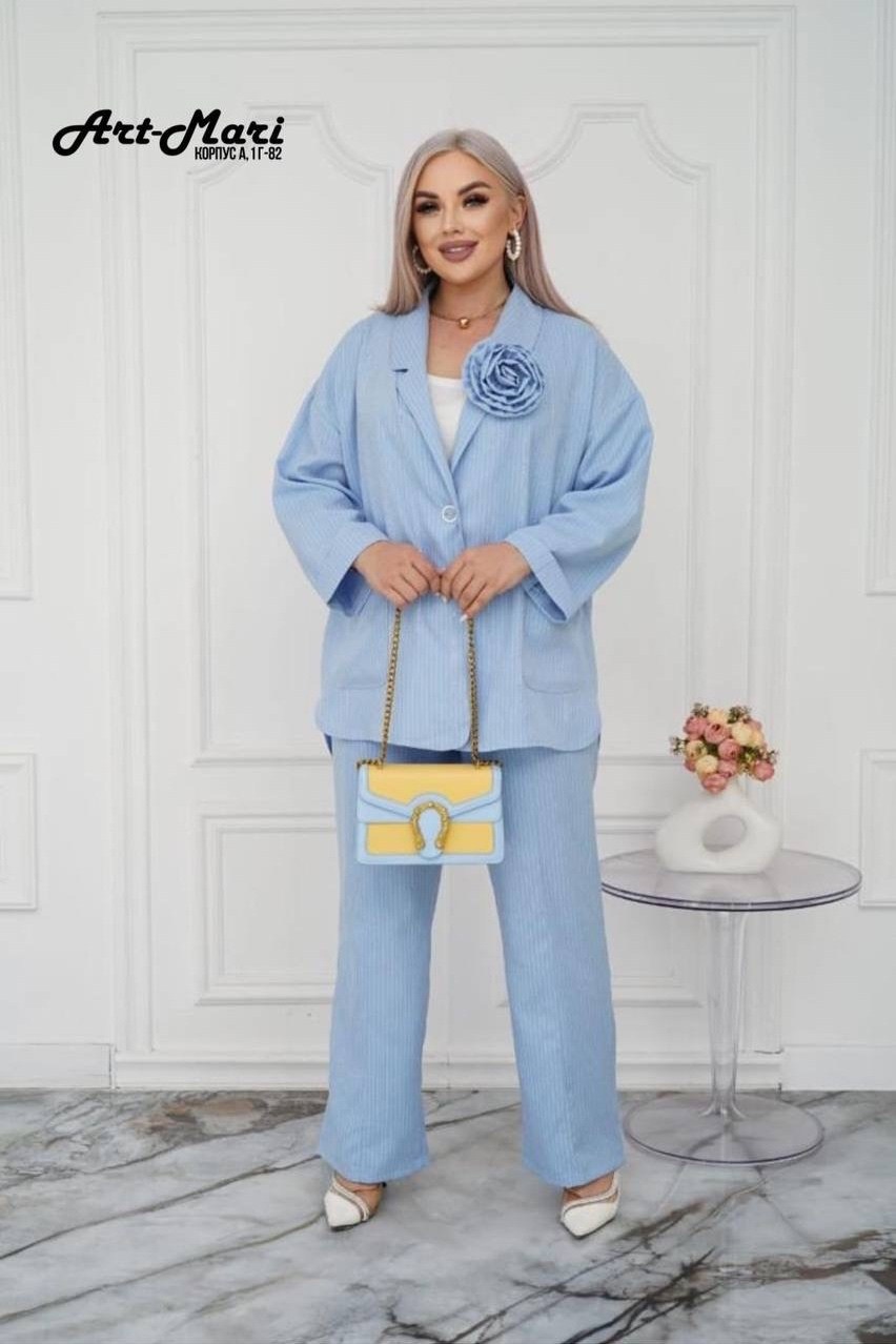 летние брючные костюмы женские,летние брючные костюмы,женские костюмы брючные,брючный костюм с пиджаком,костюм голубой