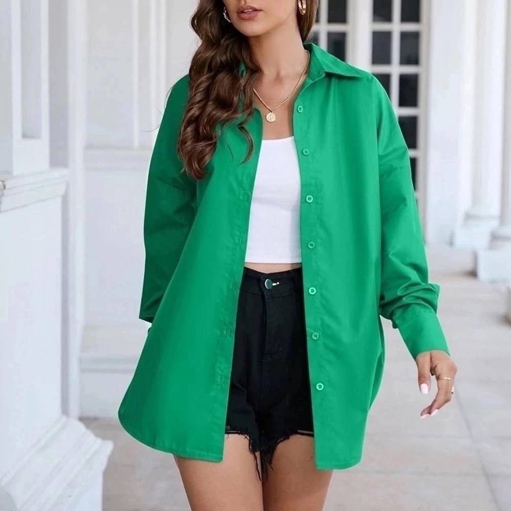 женская свободная рубашка,рубашка женская оверсайз,рубашка женская,женская однотонная рубашка с длинным рукавом,повседневная женская рубашка