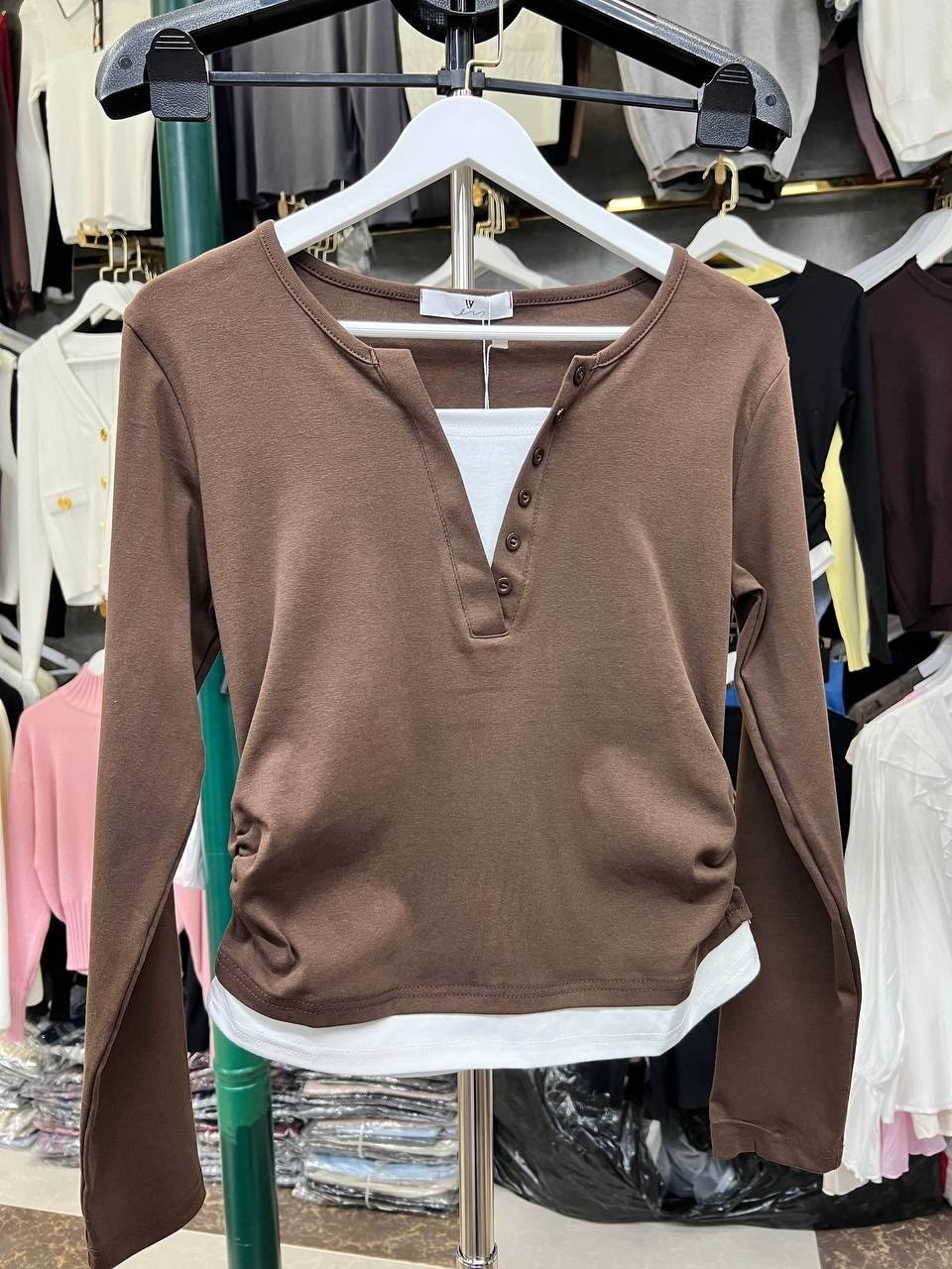 женский пуловер,с длинным рукавом,женская футболка с длинным рукавом,лонгслив с пуговицами,повседневная блузка