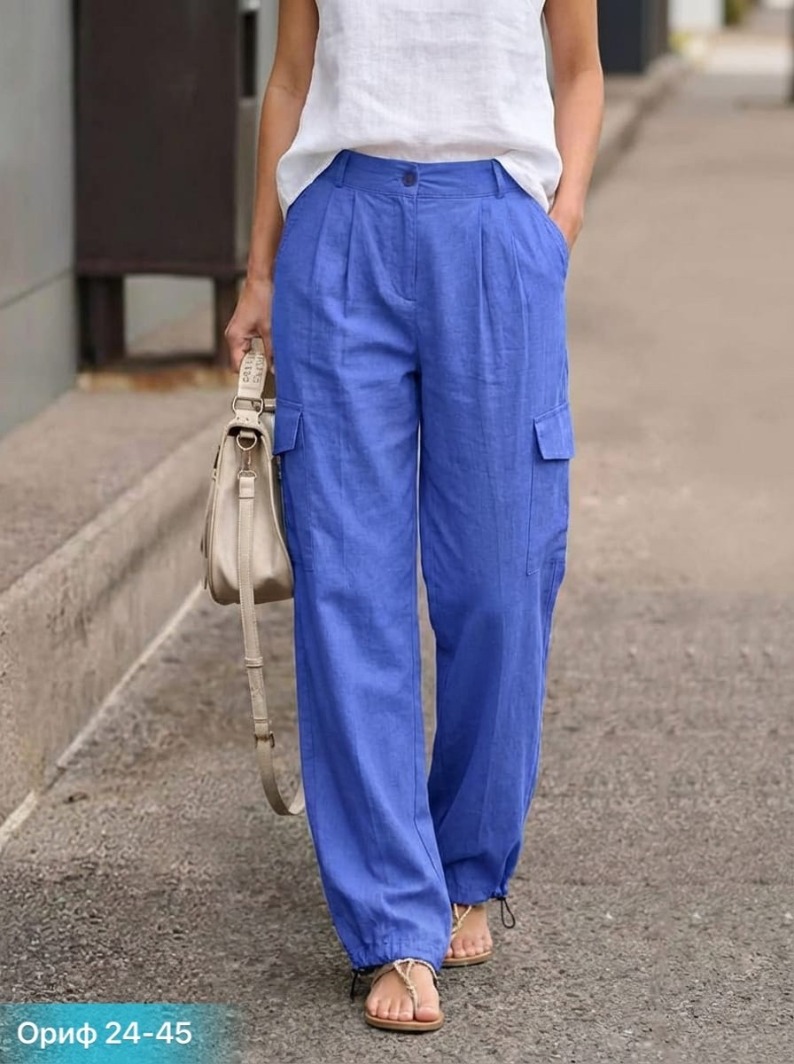 льняные брюки,широкие брюки,женские льняные однотонные повседневные брюки с несколькими карманами,брюки стиль,женские брюки карго