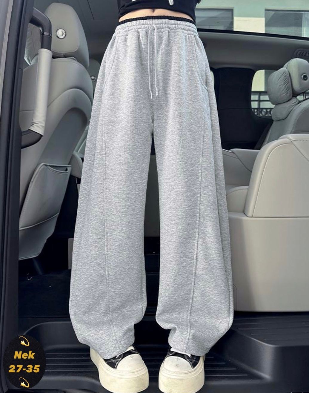 широкие брюки с кулиской на талии dazy серый,серые спортивные женские брюки с высокой талией и широкими штанинами,серые спортивные брюки для женщин,брюки широкие,женские спортивные брюки в американско