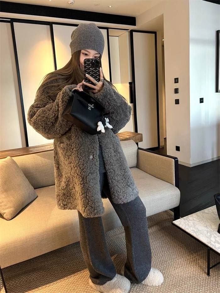 пальто из искусственного меха,ленивое среднее и длинное меховое пальто со свободным верхом из искусственной овечьей шерсти,женское пушистое теплое зимнее пальто из овечьей шерсти,пальто плюшевое,мехов