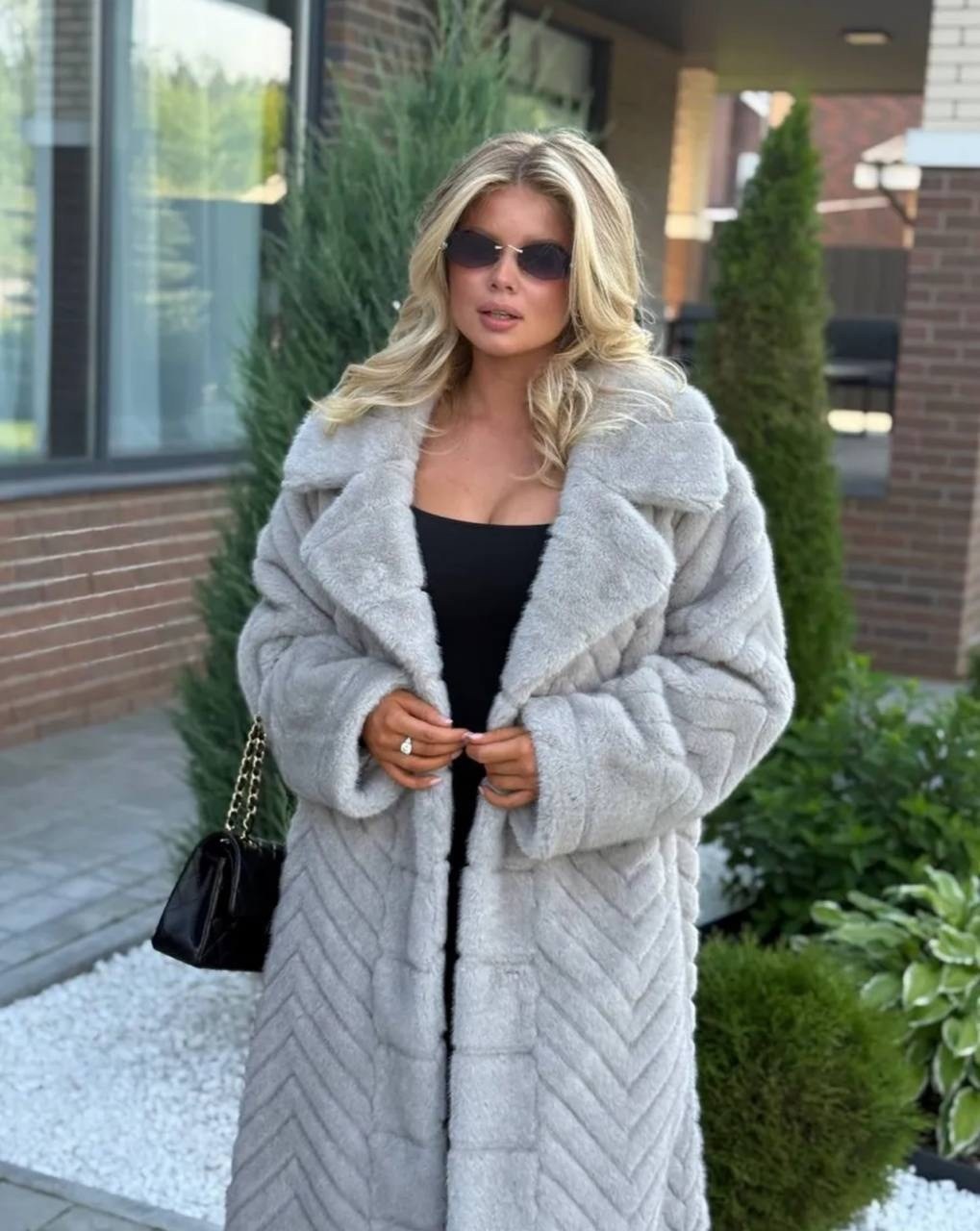 шуба длинная экомех серая 110см yana furs,шуба из качественного экомеха под норку,женская шуба,шуба из экомеха,шуба