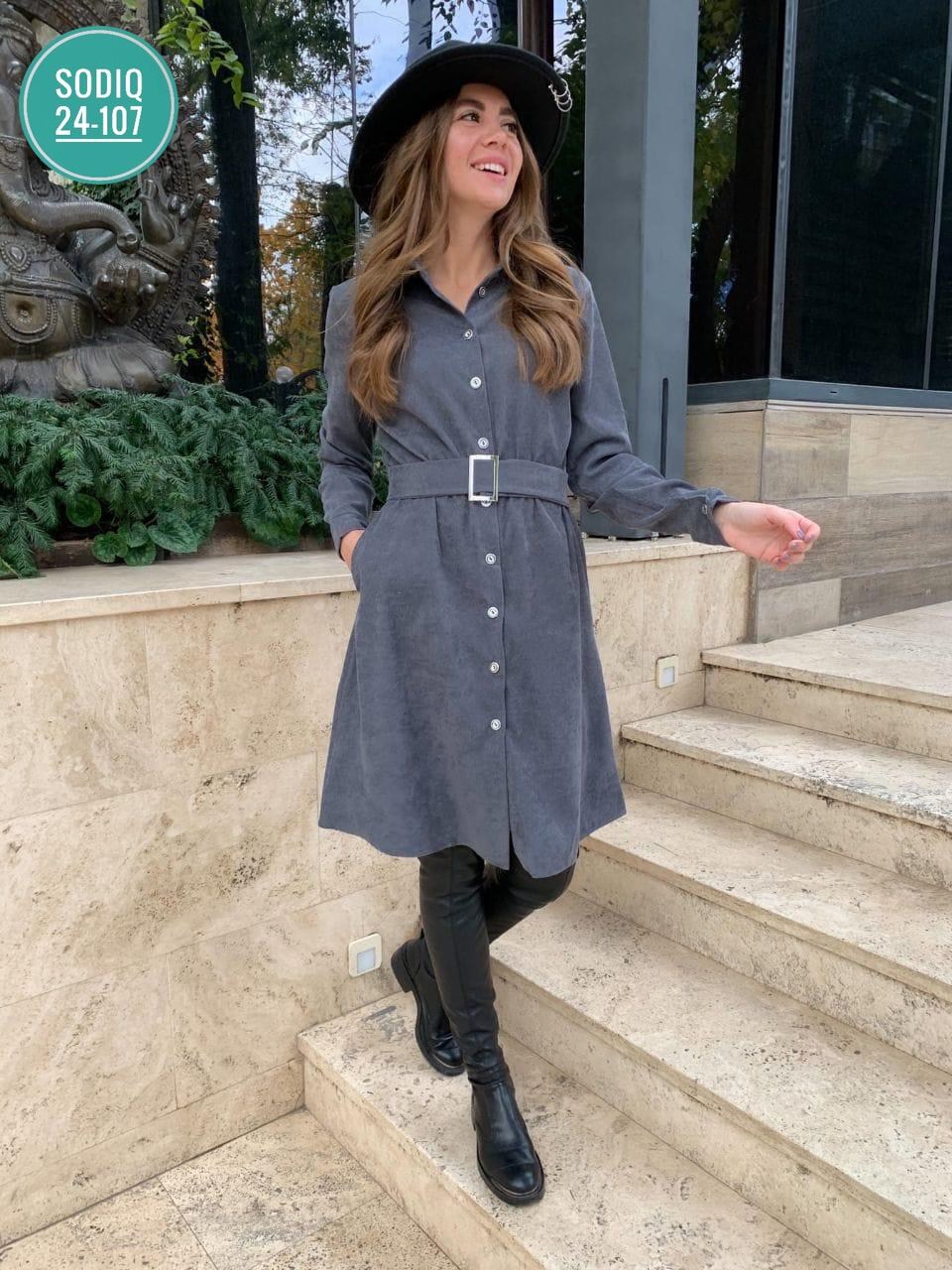 платье рубашка вельвет,платье серое,модное платье,женское вельветовое платье,женское платье