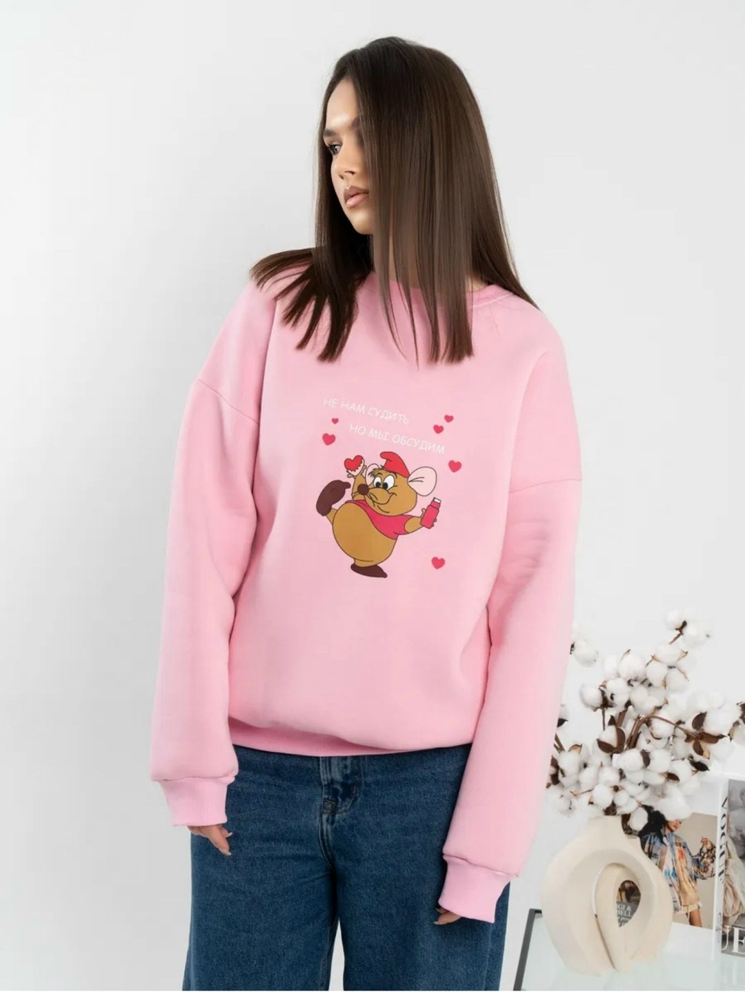 свитшот оверсайз с начесом и с надписью теплый dinov&ka,свитшот женский,свитшот оверсайз с начесом и с надписью теплый dinov&ka 309534835,женский свитшот оверсайз,толстовки свитшот