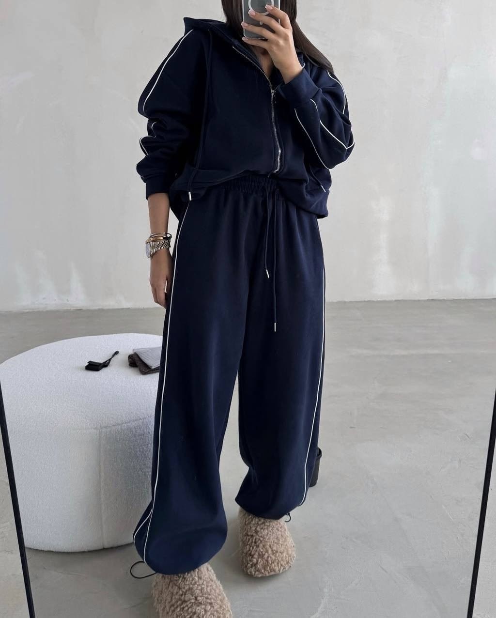 костюм спортивный,повседневный спортивный костюм,спортивный костюм женский,bree zeb синяя куртка-бомбер и брюки женский комплект,повседневный комплект из двух предметов толстовка с капюшоном и штаны