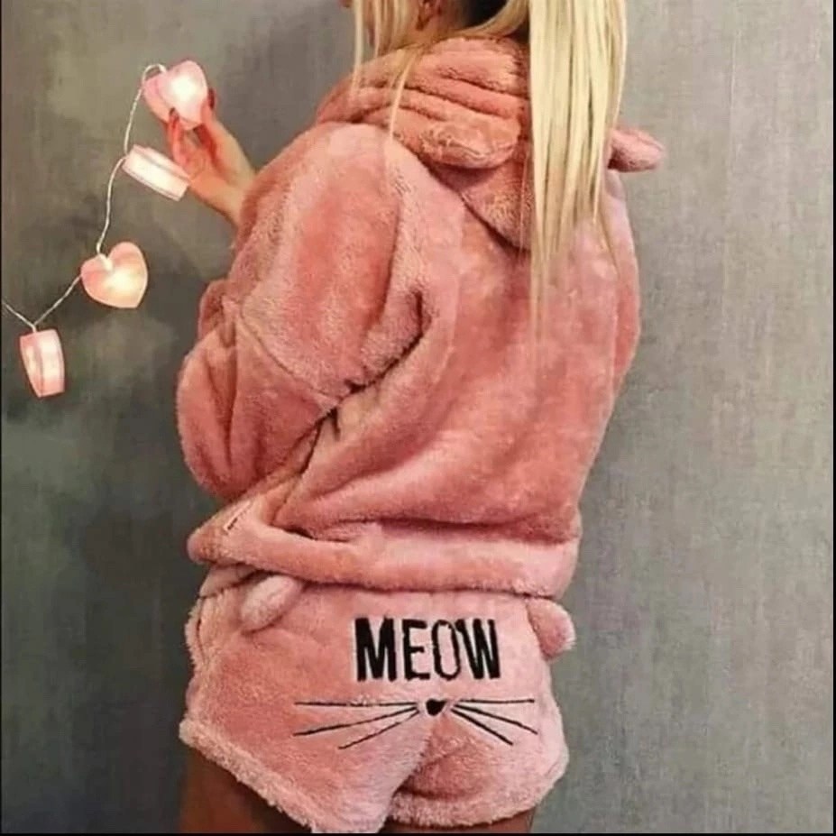 плюшевая пижама с шортами,пижама с капюшоном,теплая пижама женская,теплая пижама домашняя,теплая пижама женская плюшевая