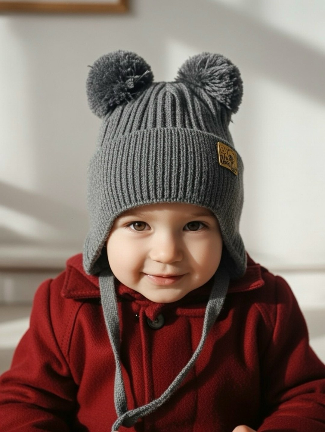 шапка вязаная для мальчика,шапка русбубон,шапка вязаная детская,зимняя шапка для мальчика,шапочка для мальчика