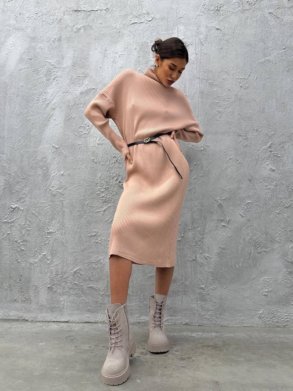 вязаное платье белое,платье свитер белое,вязаное платье миди,длинное вязаное платье,трикотажное платье-свитер теплое с горлом obba