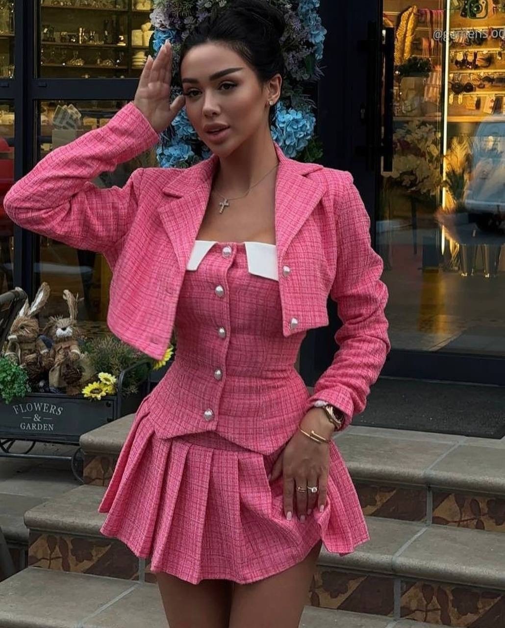 костюм твидовый,твидовый костюм с юбкой,стильные костюмы,модная