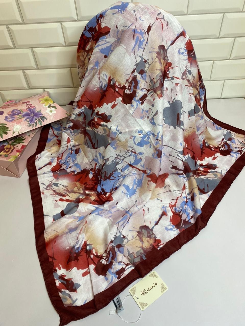 шелковый платок 100х100,платки женские,платок женский с рисунком,платки шелковые,красивый платок