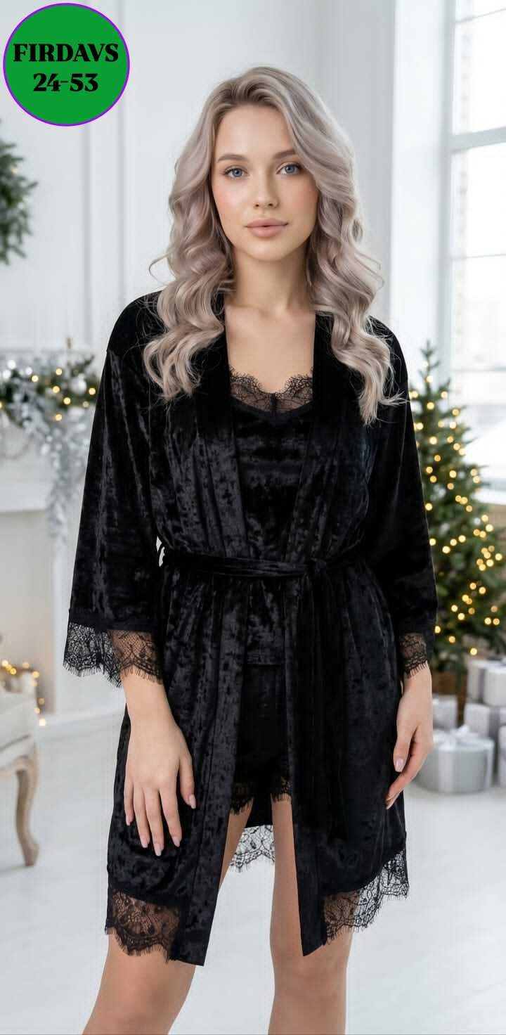 комплект с халатом,пижама из велюра женская,женский пеньюар,пижама комплект домашний,пижама женская тройка велюровая