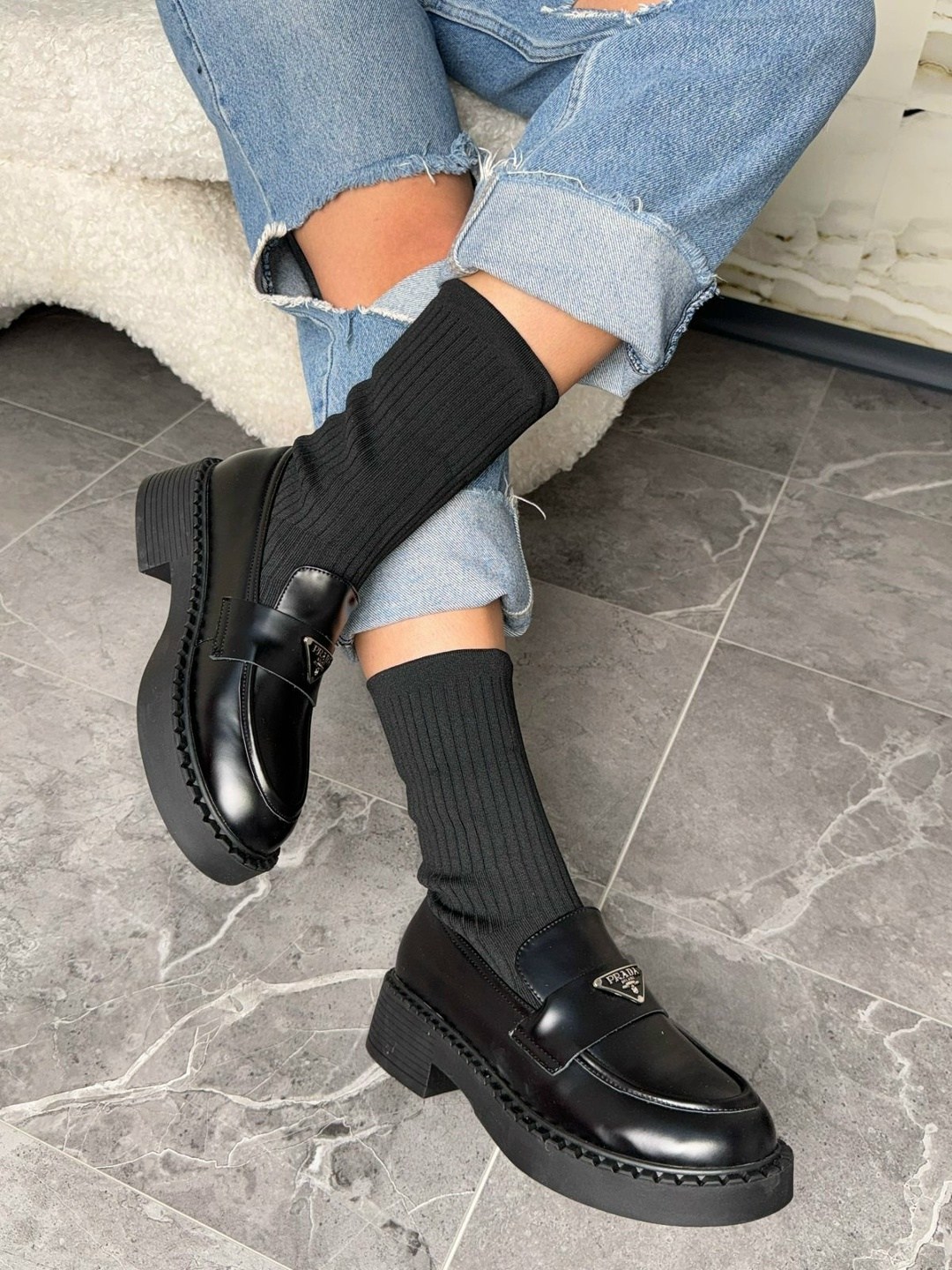 ,сапоги prada,ботинки prada,женские ботильоны prada,комбинированные ботинки прада