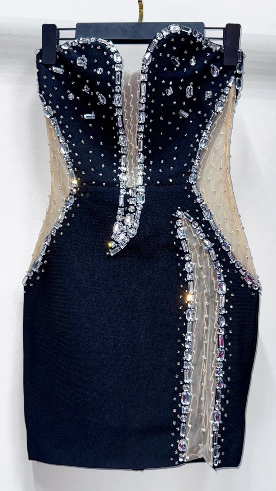 сексуальное облегающее короткое вечернее платье без бретелек с бисером,бандажное платье,приталенное платье,платье в стразах,платье вечернее