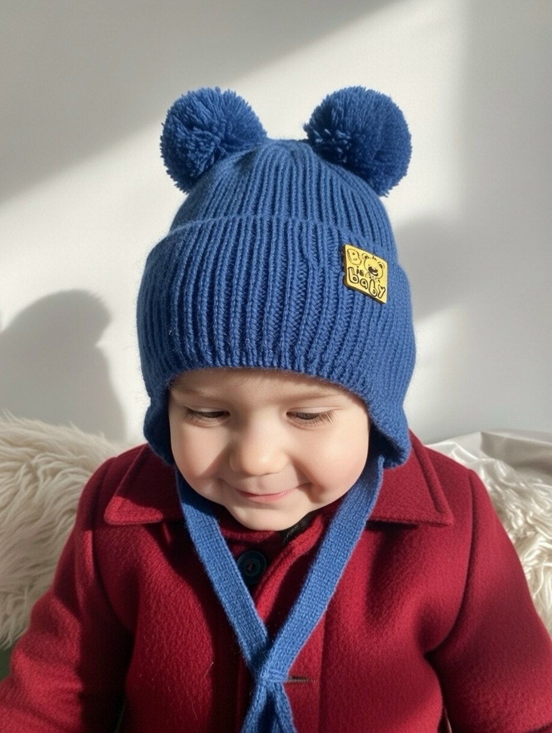 шапка вязаная для мальчика,шапка русбубон,шапка вязаная детская,зимняя шапка для мальчика,шапочка для мальчика
