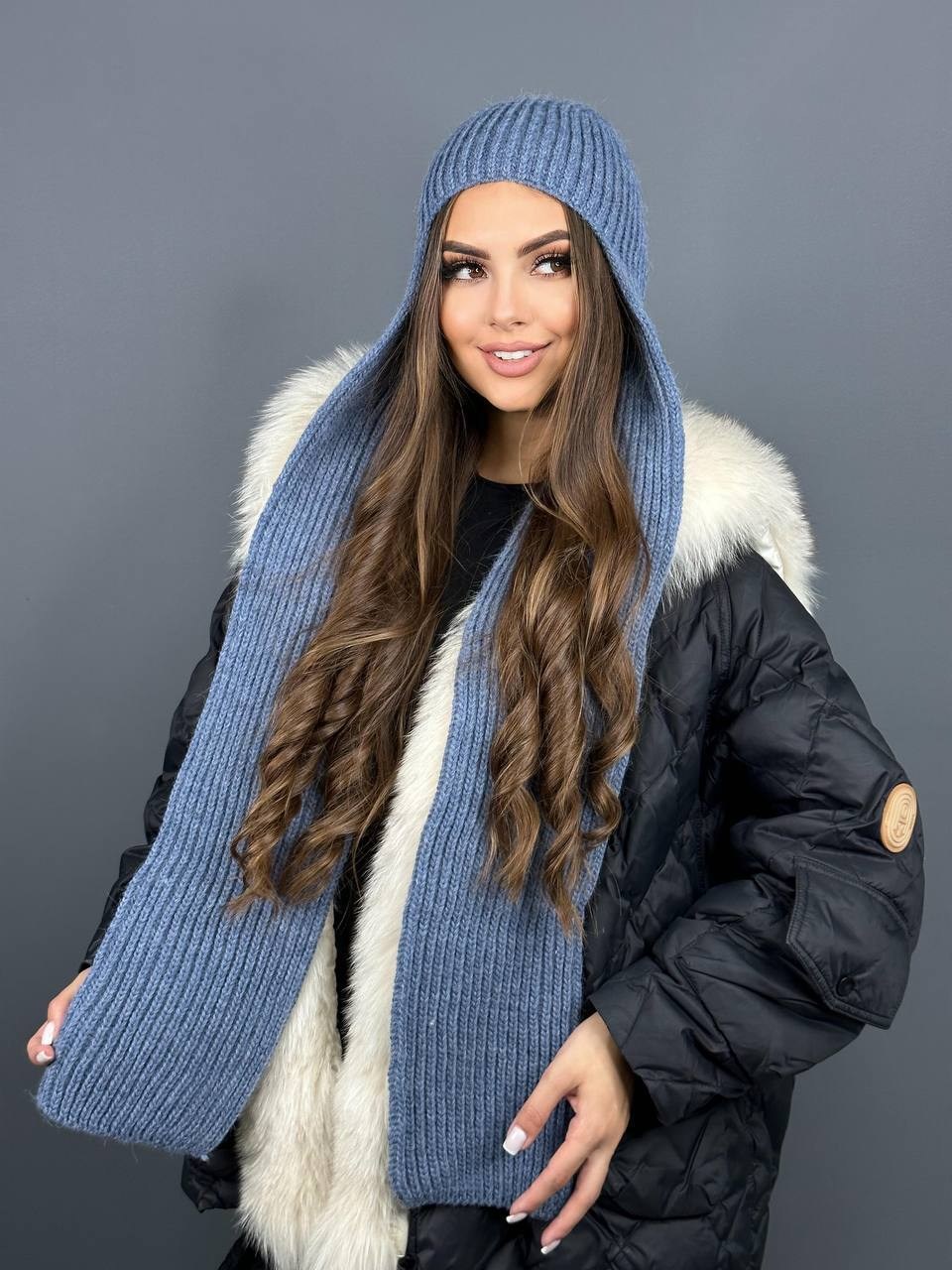 шапка ушанка с длинными ушами aikow&i,шапка ушанка с длинными ушами бежевый,шапка ушанка вязаная длинная,шапка ушанка с длинными ушами,шапка ушанка с длинными ушами aikow&i цвет бежевый