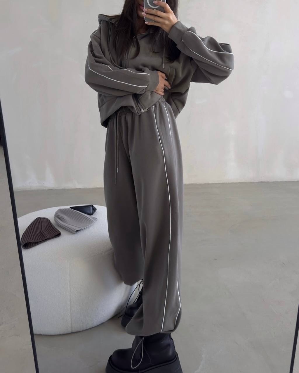 костюм спортивный,повседневный спортивный костюм,спортивный костюм женский,bree zeb синяя куртка-бомбер и брюки женский комплект,повседневный комплект из двух предметов толстовка с капюшоном и штаны