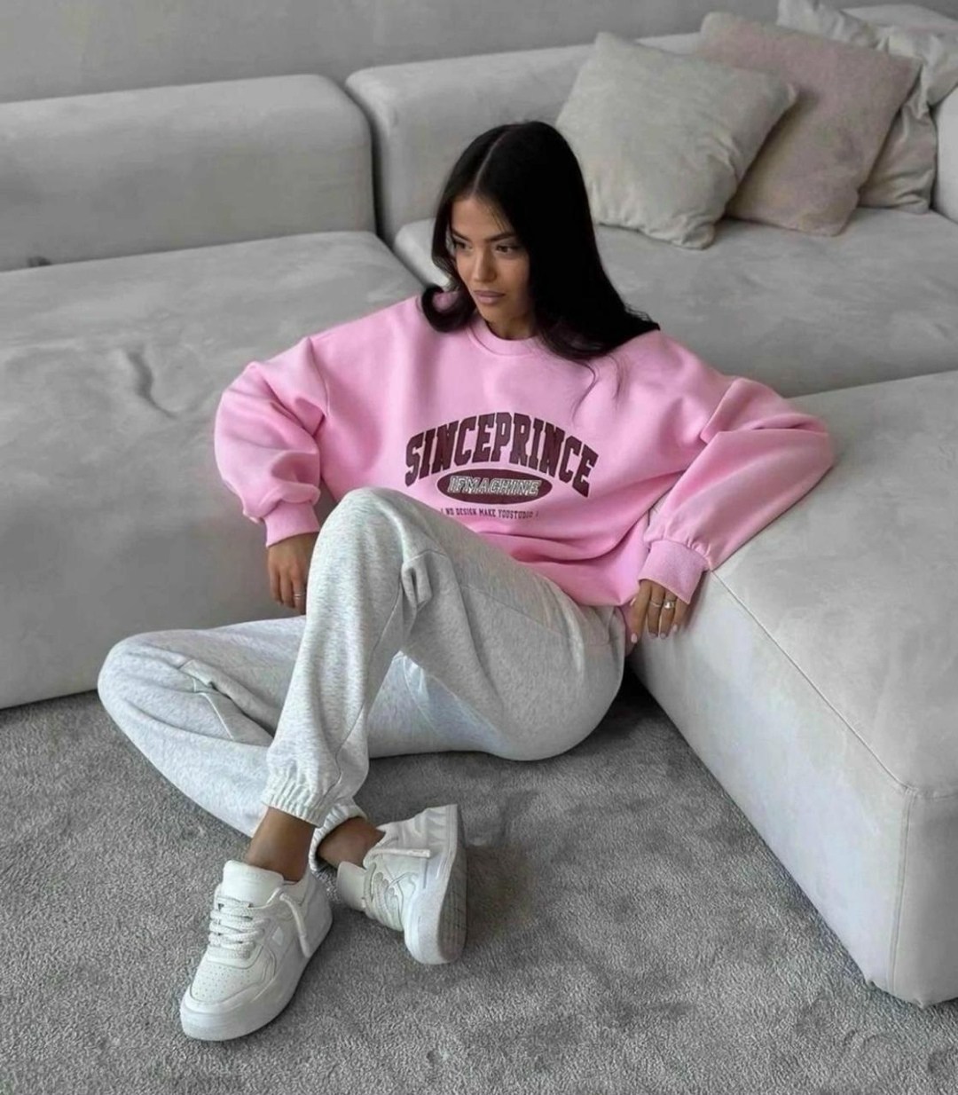 спортивный костюм летний familyshop цвет серый розовый,костюм двойка свитшот джоггеры,спортивный костюм двухнитка,костюм спортивный женский,спортивный костюм