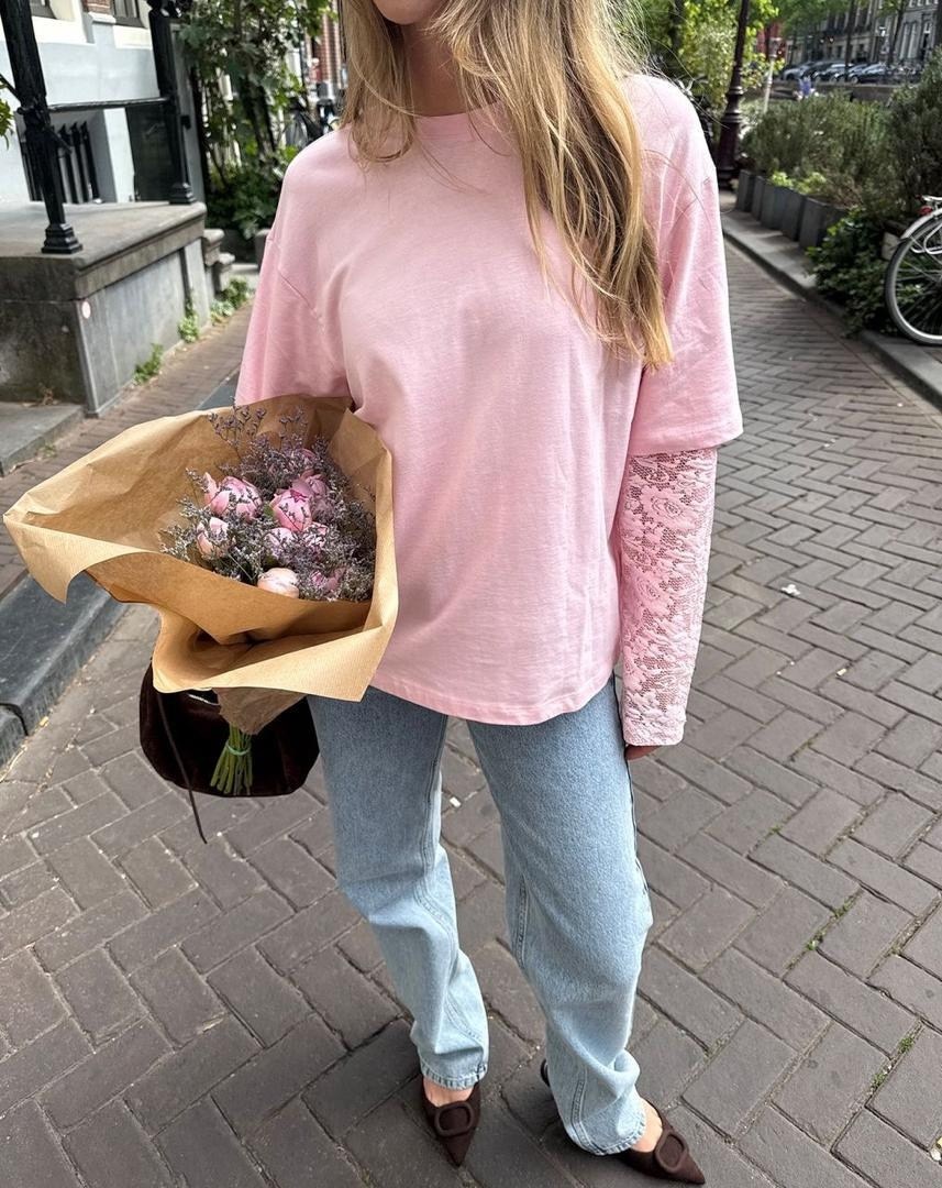 кофта женская,кофта с рукавами,женский свитшот,лонгслив emberens,лонгслив женский однотонный с кружевными рукавами черный