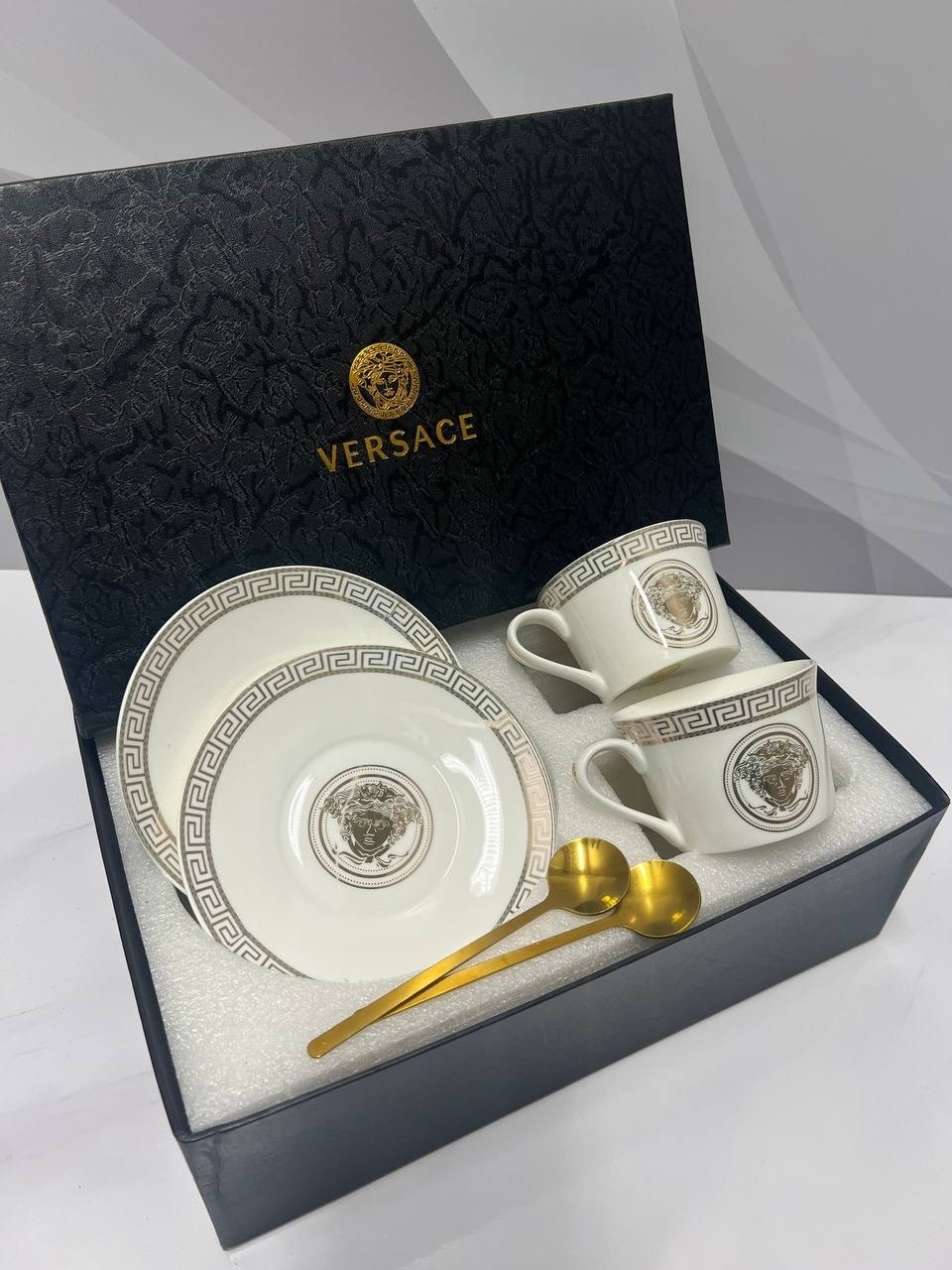 чайная пара versace,versace набор,подарочный набор versace,набор кофейных чашек versace из 2 предметов,чайный набор versace bone с подарочной коробкой для 6 человек