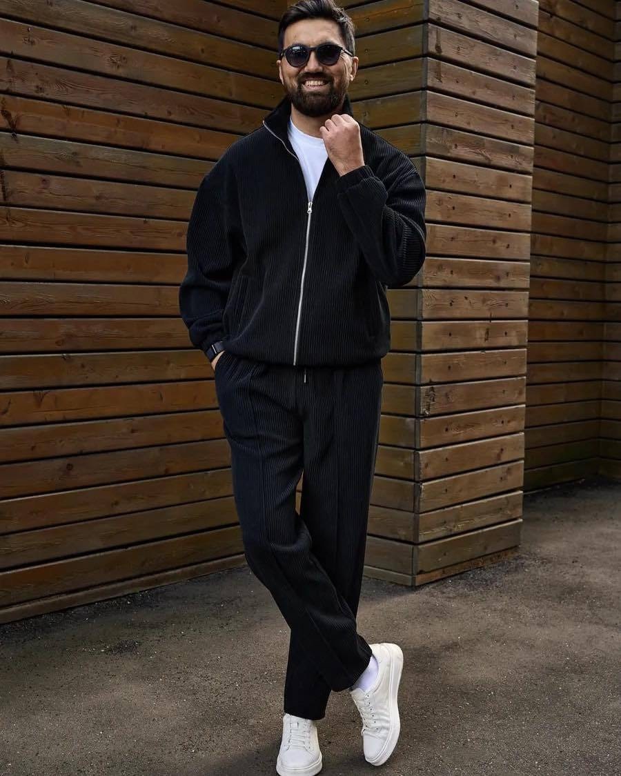 мужская мода,спортивный костюм из вельвета мужской,костюм классический,костюм мужской,спортивный костюм мужской модный из микровельвета черного цвета