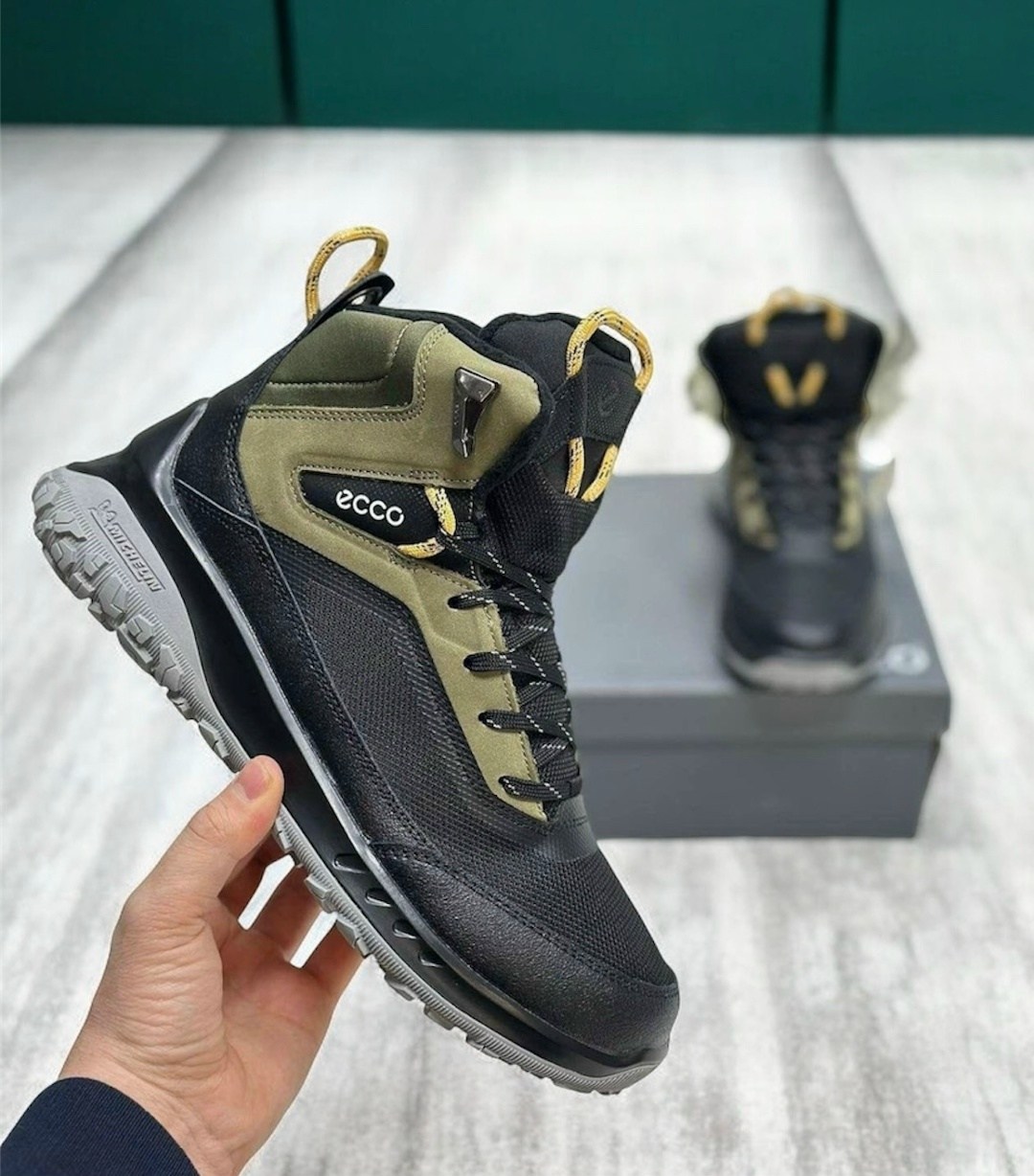 треккинговые ботинки ecco sport ultra terrain waterproof mid hiking хаки,ботинки ecco ult trn m,ботинки мужские,кроссовки,мужская