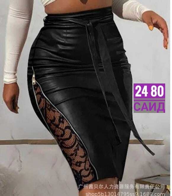 юбка для женщин,юбка из искусственной кожи,женская юбка кожаная с разрезом,кожаная юбка женская,женская кожаная юбка с кружевным ремешком