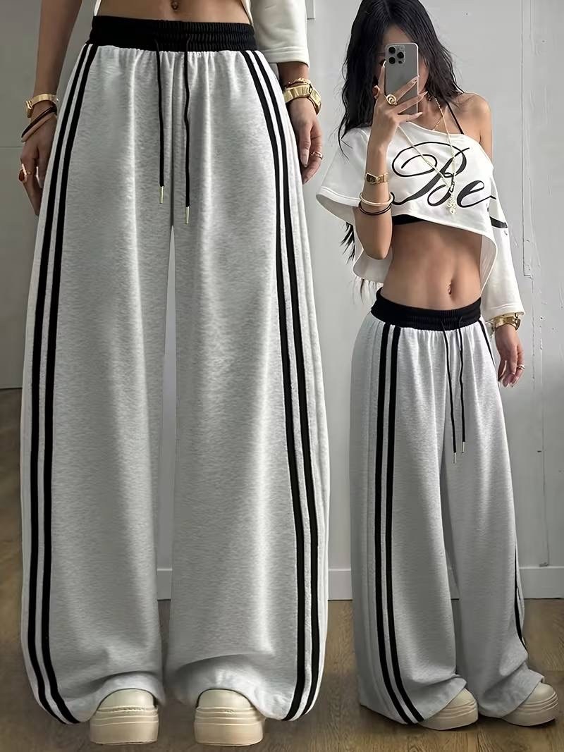 брюки карго с лампасами широкие y2k styfash,спортивные широкие брюки,эстетические полосатые спортивные длинные брюки y2k,брюки оверсайз с лампасами широкие спортивные y2k,широкие брюки